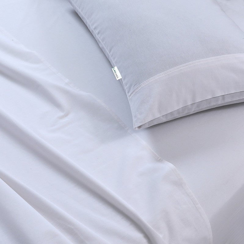 Elan Linen 100% Egyptian Cotton Vintage Washed 500TC White Queen Bed Sheets Set