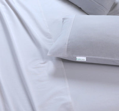 Elan Linen 100% Egyptian Cotton Vintage Washed 500TC White Single Bed Sheets Set