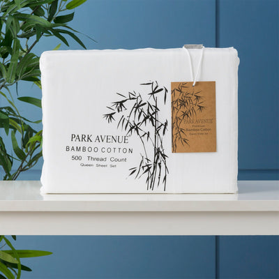 Bamboo Cotton 500 Thread Count White Sheet Sets by Park Avenue Mega King