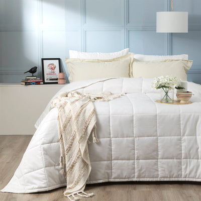 Checks 500 TC Cotton Jacquard White Comforter Set by Ddecor Home Super King