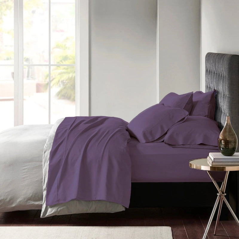 600 TC Egyptian Cotton Sateen Plum Sheet Set Deep Queen by Park Avenue