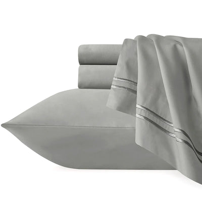 Strada Embroidered 1000 TC Egyptian Cotton Silver Charcoal King Quilt Cover Sets by Renee Taylor