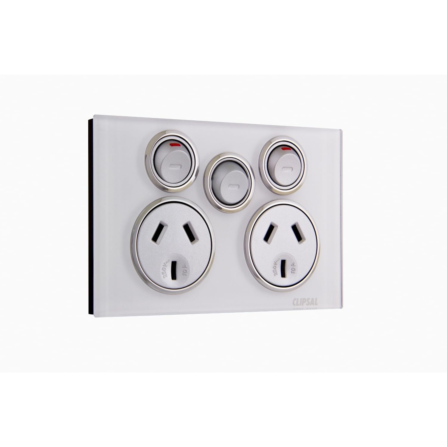 10A 250V Twin Switch Socket Outlet with Extra Removable Switch, Pure W ...