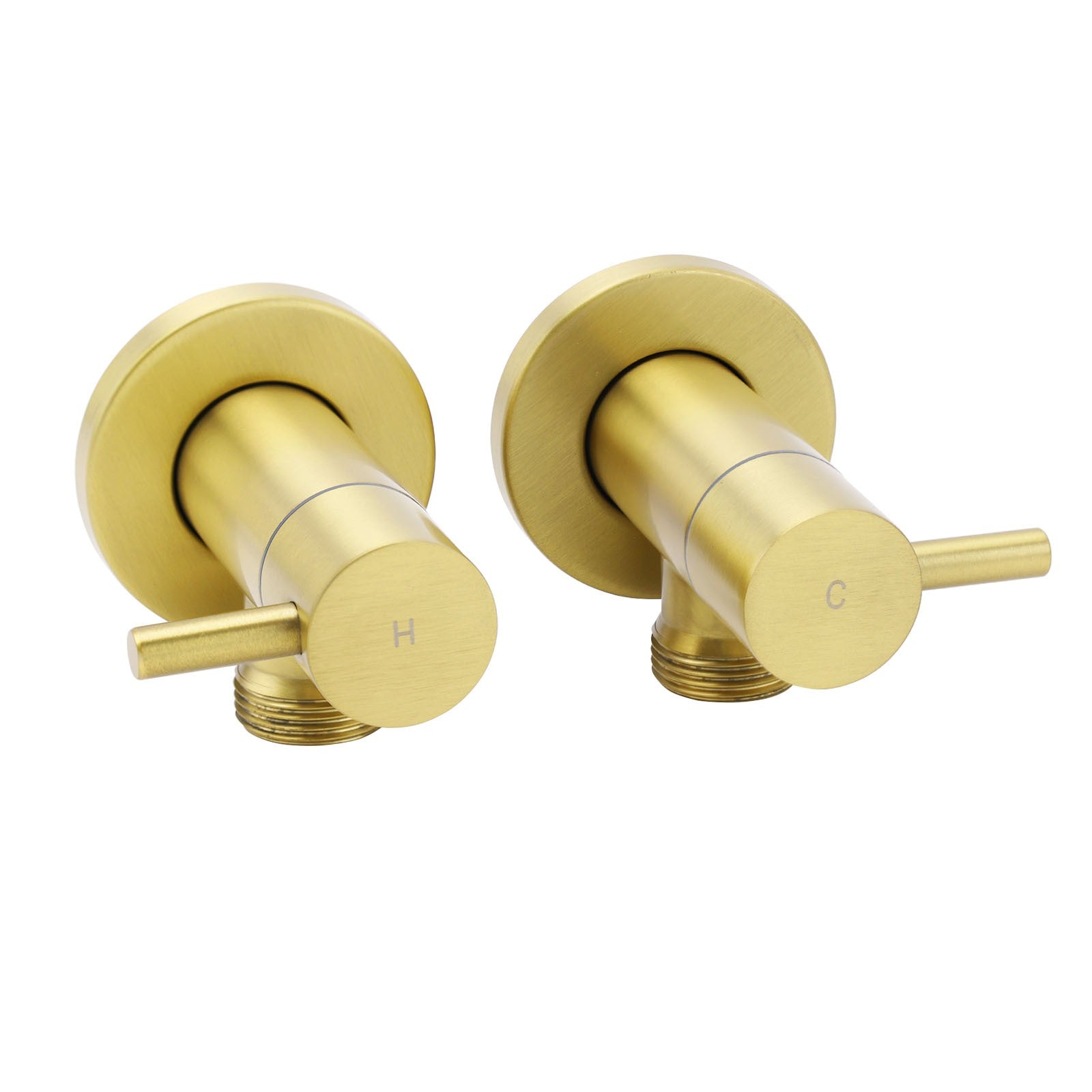 Watermark Brushed Gold Round Washing Machine 1/4 Turn Hot Cold Twin Ta ...