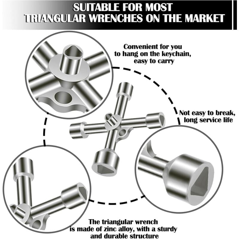 4-way triangle wrench 5 sizes Inner diameter 7mm/10mm/12mm/13mm/18mm U ...