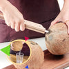 Coconut Breaker Tool Opener Cutter Cracker with Wooden Handle, Stainless Steel Double-Ended Coconut Puncher Kitchen Gadget Tools, Practical Cutting Knife for Hard-Shelled Fruit