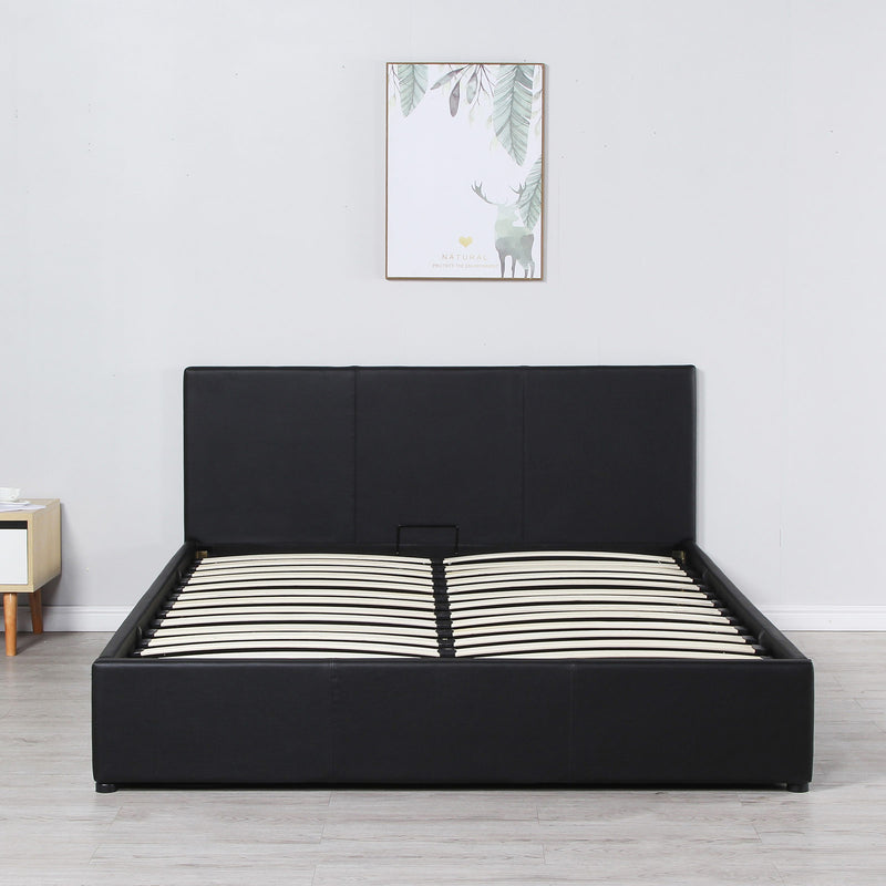 Milano Luxury Gas Lift Bed Frame And Headboard - Queen - Black