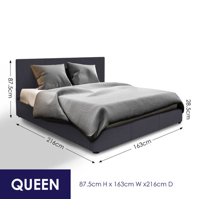 Milano Luxury Gas Lift Bed Frame And Headboard - Queen - Black