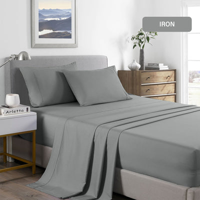 Royal Comfort 2000 Thread Count Bamboo Cooling Sheet Set Ultra Soft Bedding - King - Mid Grey