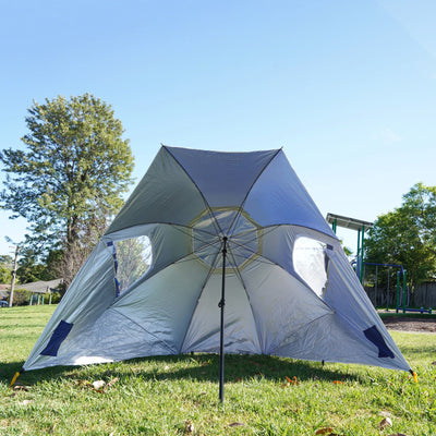 Havana Outdoors Beach Umbrella 2.4M Outdoor Garden Beach Portable Shade Shelter - Blue