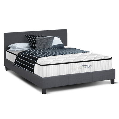 Azure Wood Bed Frame With Comforpedic Mattress Package Deal Bedroom Set - Single - White  Brown