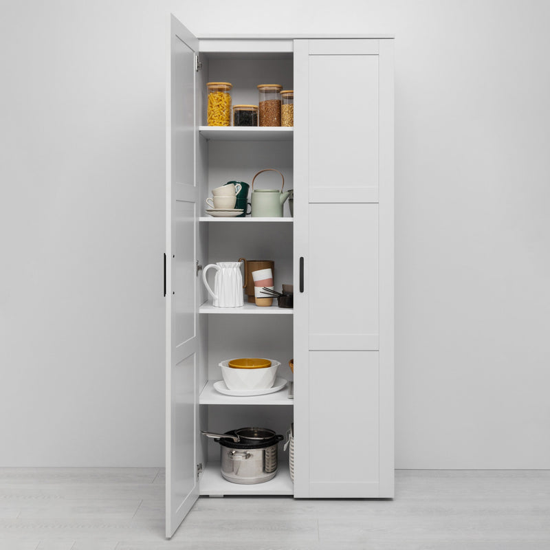 STOCKHOLM STORAGE CUPBOARD HAMPTONS - WHITE - OVAL BLACK