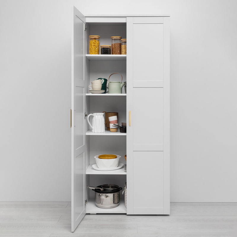 STOCKHOLM STORAGE CUPBOARD HAMPTONS - WHITE - OVAL BRASS