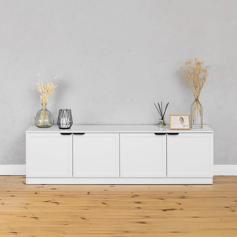 BUCHAREST TV UNIT- WHITE - HAMPTONS - PULL BLACK