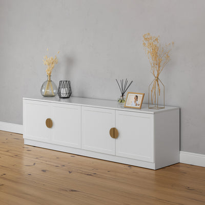BUCHAREST TV UNIT- WHITE - HAMPTONS - HALF MOON BRASS