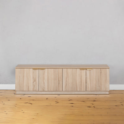 BUCHAREST TV UNIT- NATURAL OAK - SLIM - PULL BRASS