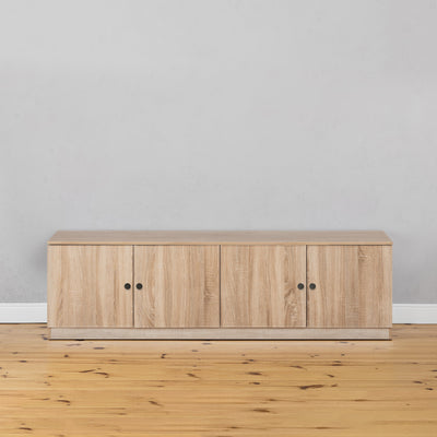 BUCHAREST TV UNIT- NATURAL OAK - SLIM - ROUND BLACK