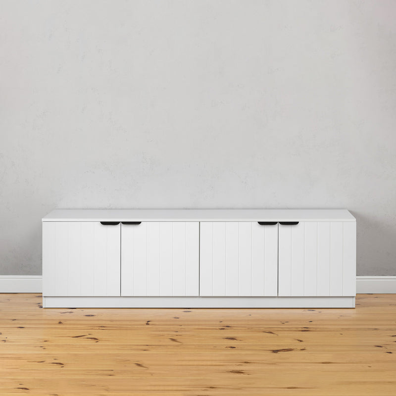 BUCHAREST TV UNIT- WHITE - VJ PANEL - PULL BLACK