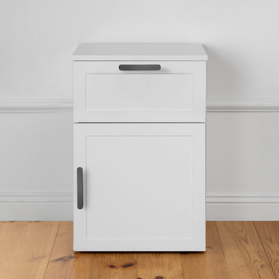 PORTO BEDSIDE TABLE - WHITE - HAMPTONS - OVAL BLACK