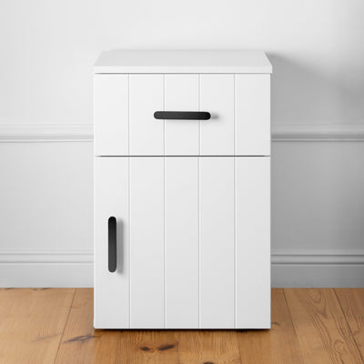 PORTO BEDSIDE TABLE - WHITE - VJ PANEL - OVAL BLACK