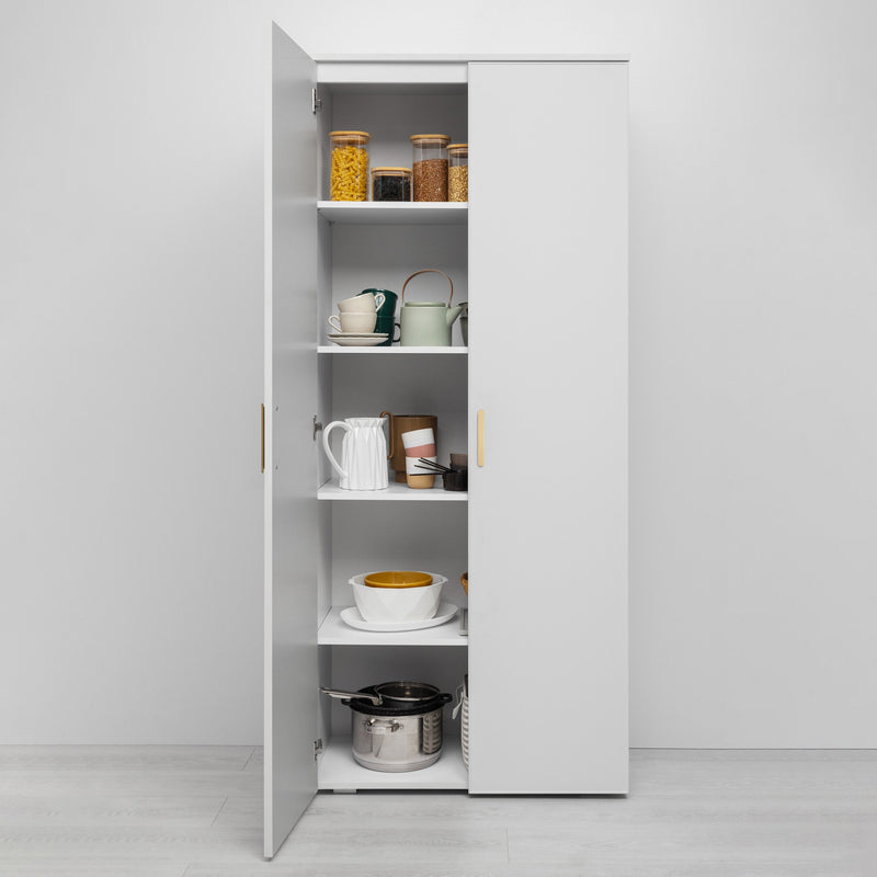 STOCKHOLM STORAGE CUPBOARD SLIM - WHITE - OVAL BRASS