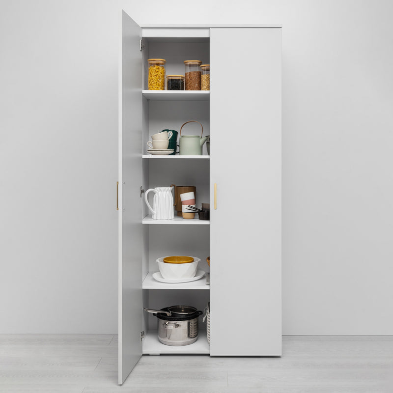 STOCKHOLM STORAGE CUPBOARD SLIM - WHITE - SCANDI BRASS