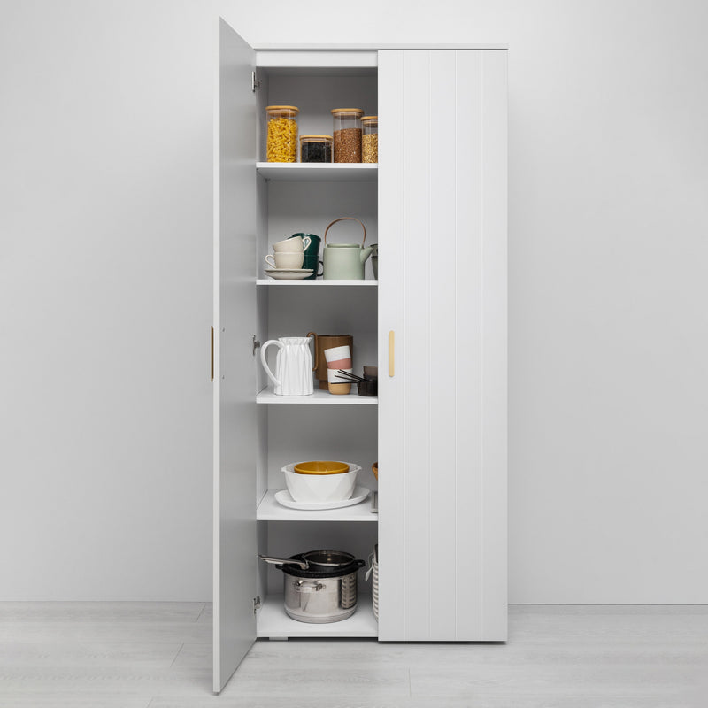 STOCKHOLM STORAGE CUPBOARD VJ PANEL - WHITE - OVAL BRASS