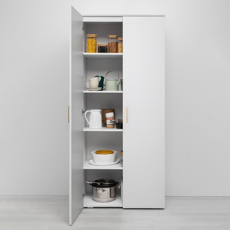 STOCKHOLM STORAGE CUPBOARD VJ PANEL - WHITE - SCANDI BRASS