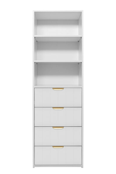 GENEVA 3 SHELF 4 DRAWER BUILT IN WARDROBE - WHITE - VJ PANEL - PULL BRASS