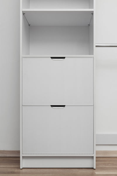 BASEL WALK IN WARDROBE KIT  - WHITE - SLIM - PULL BLACK