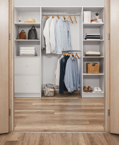 BASEL WALK IN WARDROBE KIT  - WHITE - SLIM - ROUND BRASS