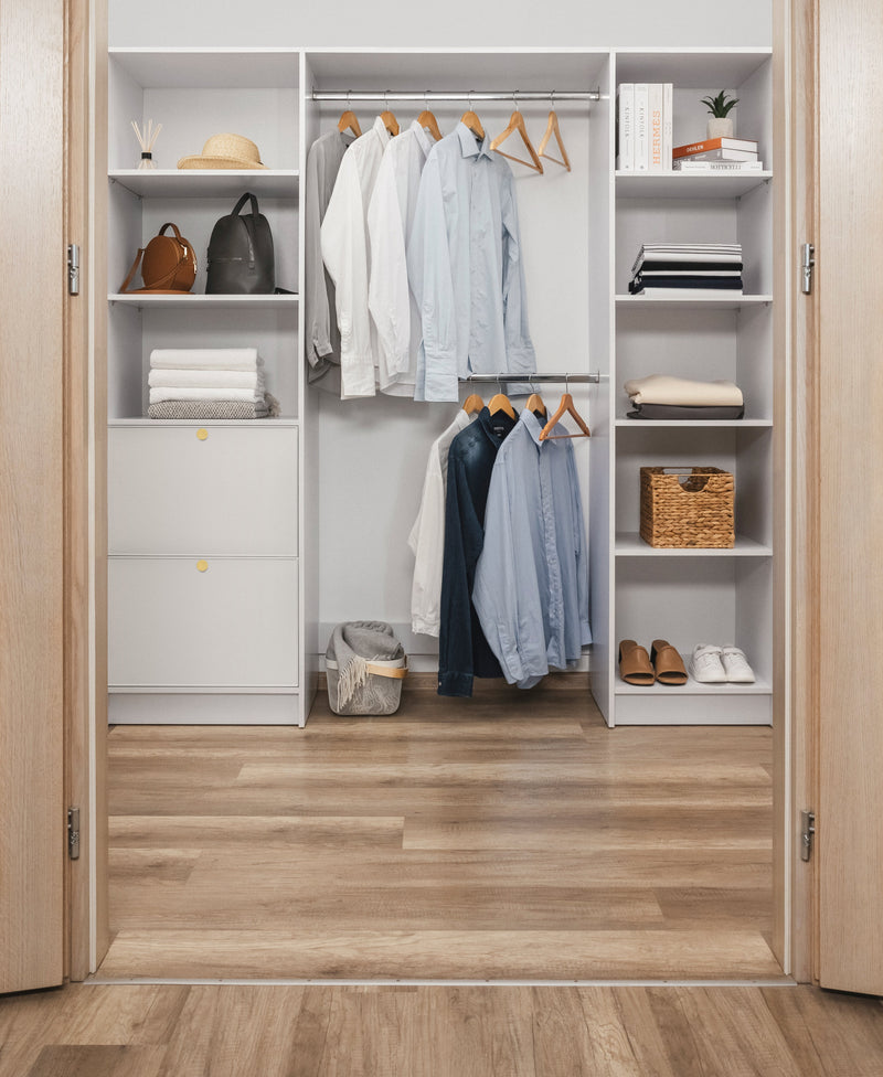 BASEL WALK IN WARDROBE KIT  - WHITE - SLIM - ROUND BRASS
