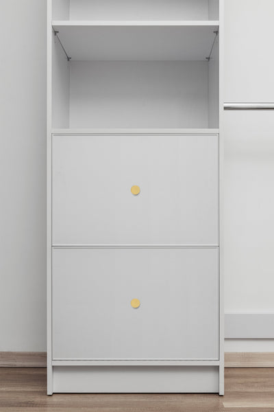 BASEL WALK IN WARDROBE KIT  - WHITE - SLIM - ROUND BRASS