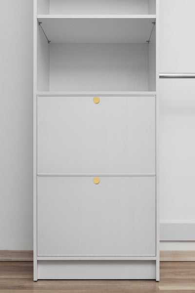 BASEL WALK IN WARDROBE KIT  - WHITE - SLIM - ROUND BRASS