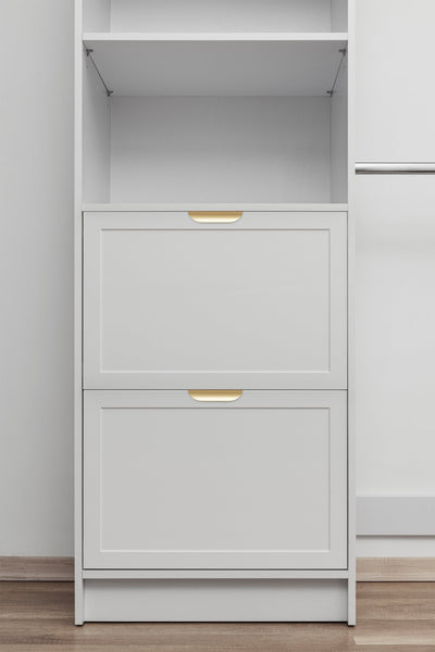 BASEL WALK IN WARDROBE KIT  - WHITE - HAMPTONS - PULL BRASS
