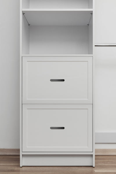 BASEL WALK IN WARDROBE KIT  - WHITE - HAMPTONS - OVAL BLACK