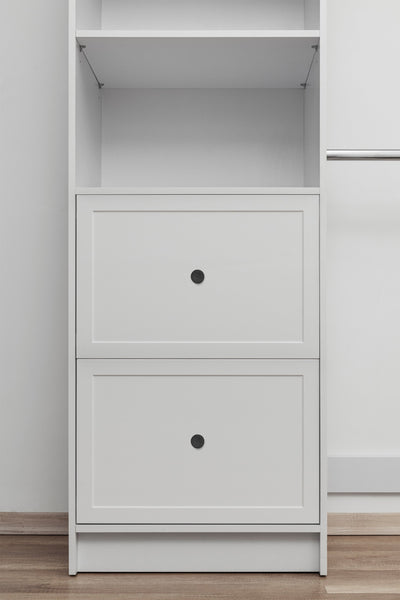 BASEL WALK IN WARDROBE KIT  - WHITE - HAMPTON - ROUND BLACK