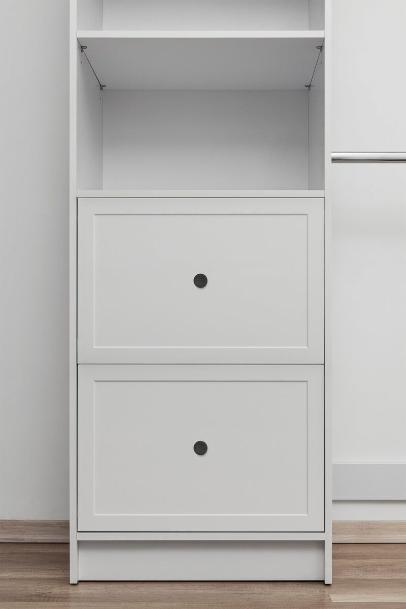 BASEL WALK IN WARDROBE KIT  - WHITE - HAMPTON - ROUND BLACK