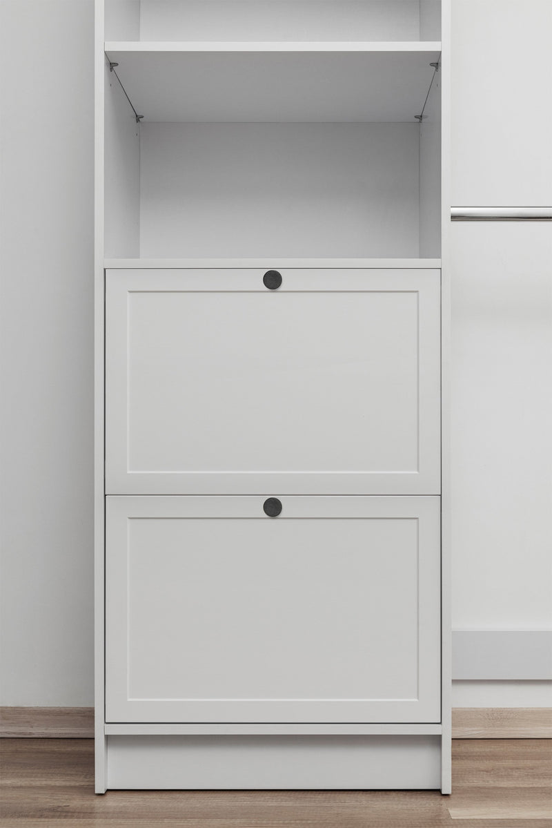 BASEL WALK IN WARDROBE KIT  - WHITE - HAMPTON - ROUND BLACK