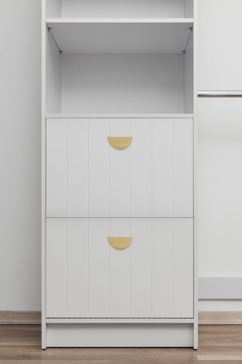 BASEL WALK IN WARDROBE KIT  - WHITE - VJ PANEL - HALF MOON BRASS