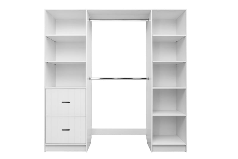 BASEL WALK IN WARDROBE KIT  - WHITE - VJ PANEL - OVAL BLACK