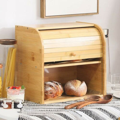 Bamboo Bread Box / Storage Box - 2 compartments