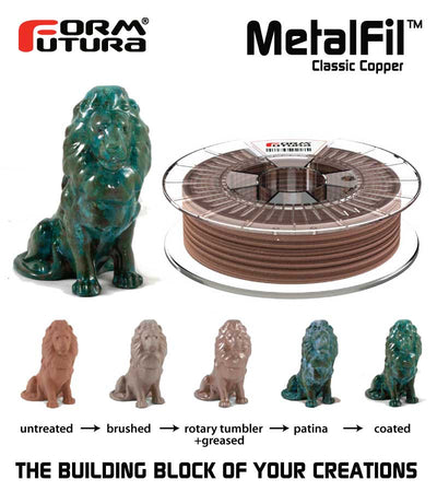 Copper-filled PLA based filament MetalFil - Classic Copper 1.75mm 1500 gram Natural Composite 3D Printer Filament