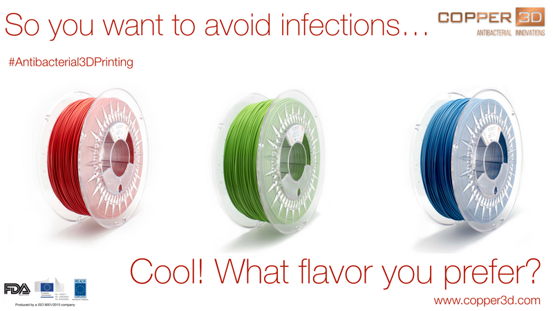PLA Filament Copper 3D PLActive - Innovative Antibacterial 2.85mm 2.3KG Sky Blue Color 3D Printer Filament On Demand