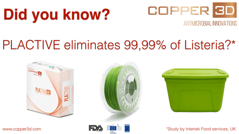 PLA Filament Copper 3D PLActive - Innovative Antibacterial 2.85mm 2.3kg Apple Green Color 3D Printer Filament On Demand