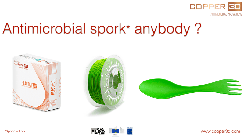 PLA Filament Copper 3D PLActive - Innovative Antibacterial 2.85mm 2.3kg Apple Green Color 3D Printer Filament On Demand