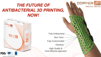 PLA Filament Copper 3D PLActive - Innovative Antibacterial 2.85mm 2.3kg Apple Green Color 3D Printer Filament On Demand