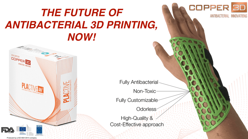 PLA Filament Copper 3D PLActive - Innovative Antibacterial 2.85mm 2.3kg Apple Green Color 3D Printer Filament On Demand