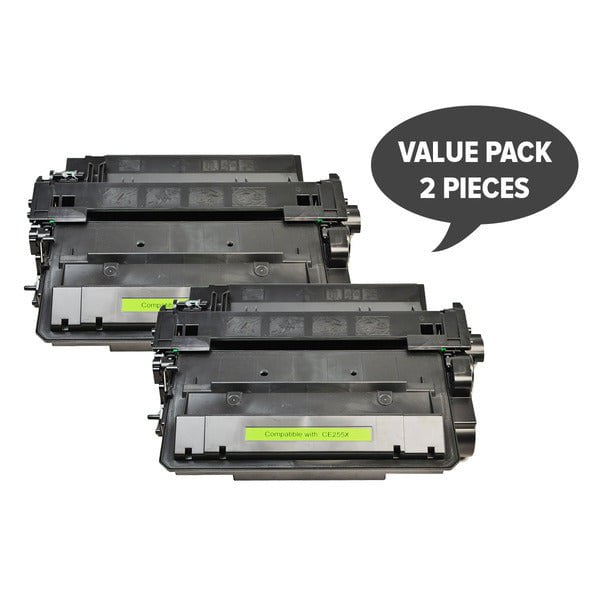 HP Compatible 2 x CE255X 55X Black Compatible Laser Toner