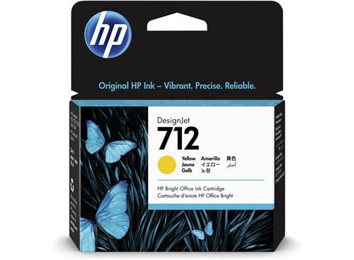 HP 712 29ML YELLOW DESIGNJET INK CARTRIDGE FOR T230/T250/T650/STUDIO